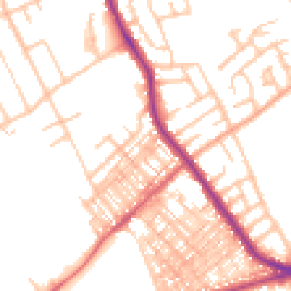 Daytime road noise heatmap for ST6 1BG