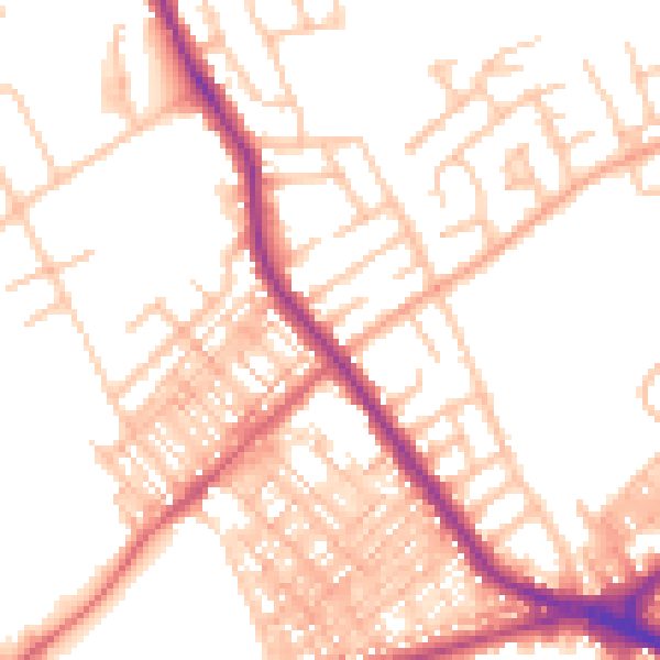 Daytime road noise heatmap for ST6 1BJ