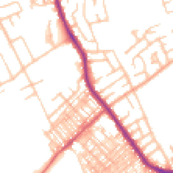 Daytime road noise heatmap for ST6 1BN