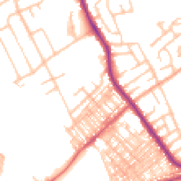 Daytime road noise heatmap for ST6 1BW