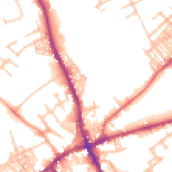 Daytime road noise heatmap for ST6 1BY