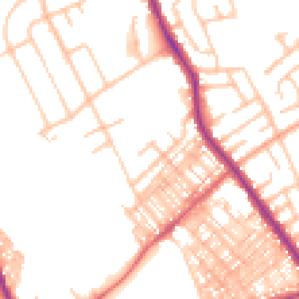 Daytime road noise heatmap for ST6 1BZ