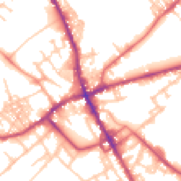Daytime road noise heatmap for ST6 1DJ