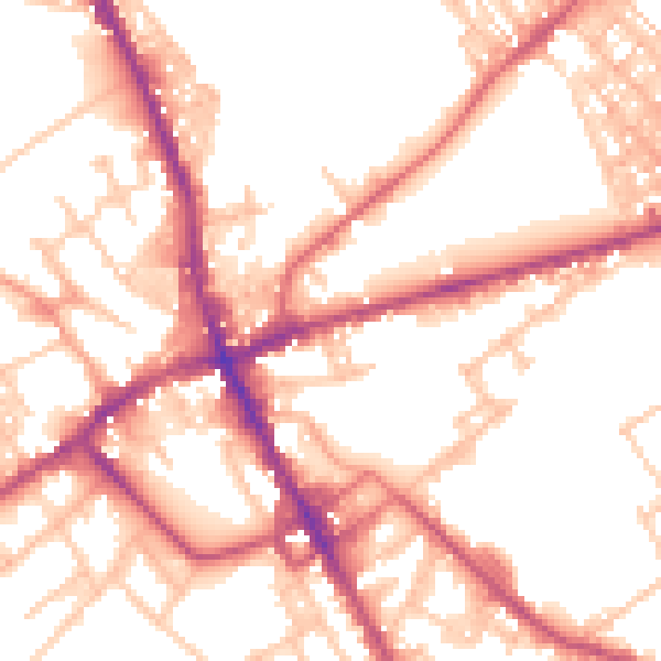 Daytime road noise heatmap for ST6 1DT