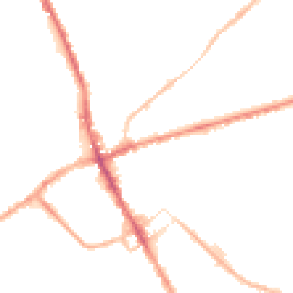 Night-time road noise heatmap for ST6 1DT