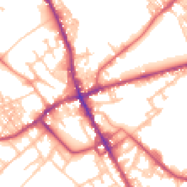 Daytime road noise heatmap for ST6 1DW
