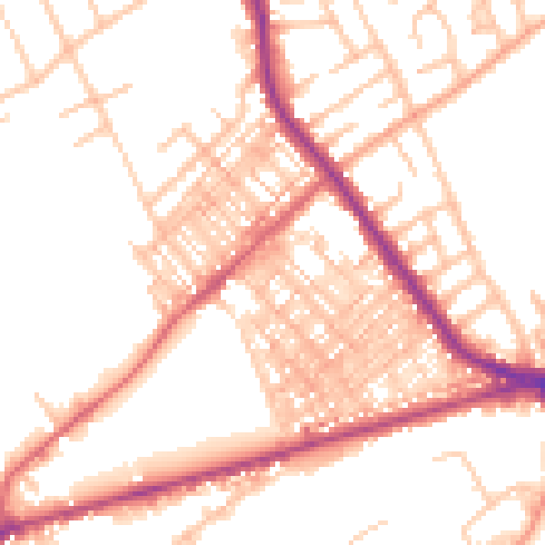 Daytime road noise heatmap for ST6 1ER