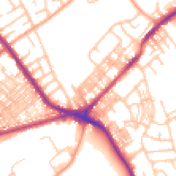 Daytime road noise heatmap for ST6 1JZ