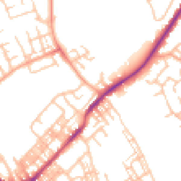 Daytime road noise heatmap for ST6 1LU