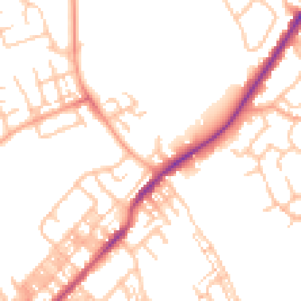Daytime road noise heatmap for ST6 1NB