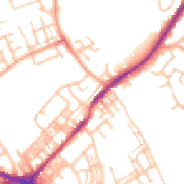 Daytime road noise heatmap for ST6 1NN