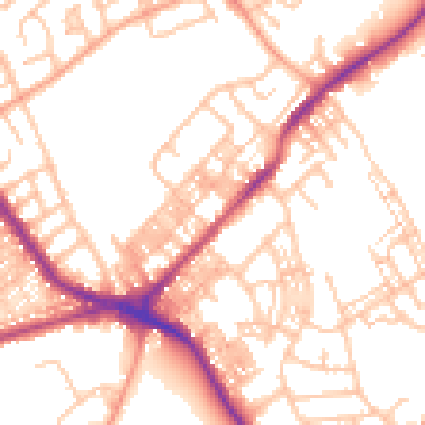 Daytime road noise heatmap for ST6 1NT