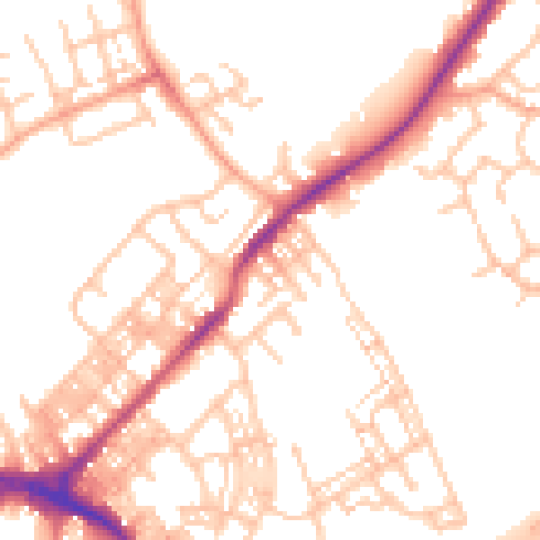 Daytime road noise heatmap for ST6 1PL