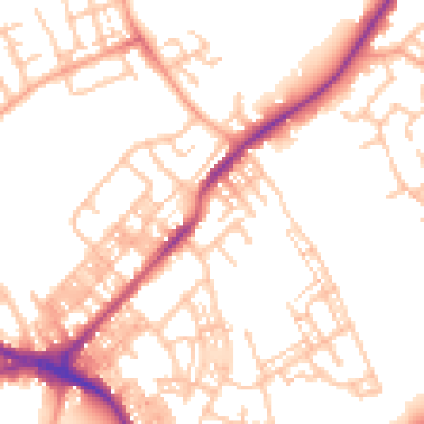 Daytime road noise heatmap for ST6 1PQ
