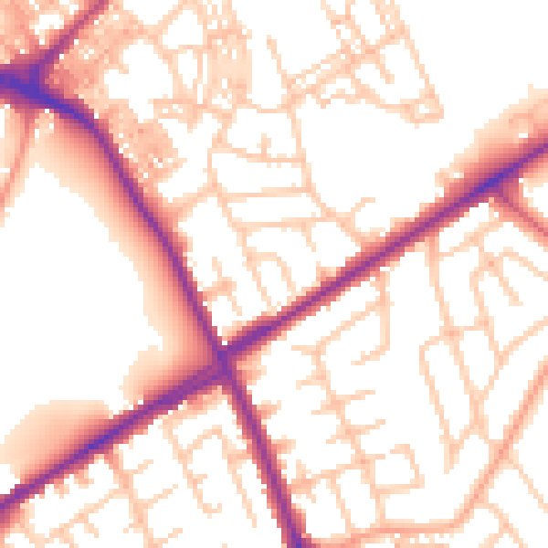Daytime road noise heatmap for ST6 1RJ