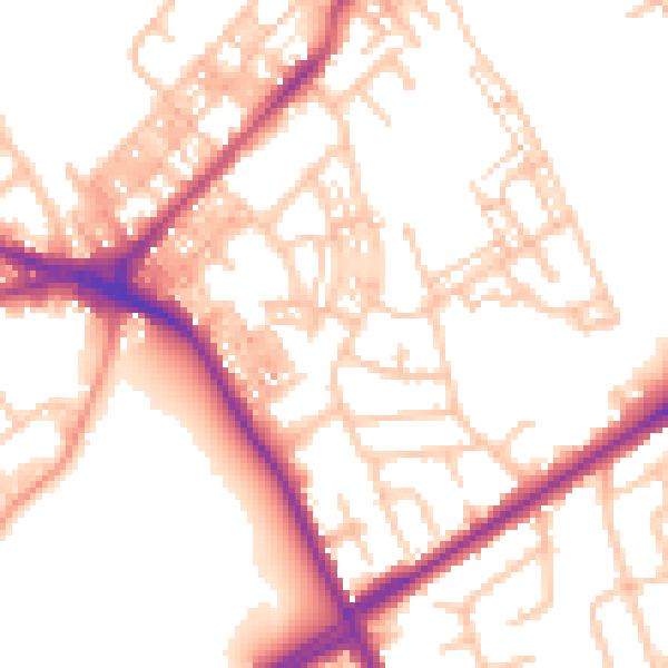 Daytime road noise heatmap for ST6 1SE