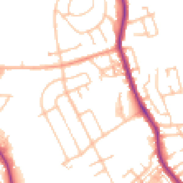 Daytime road noise heatmap for ST6 7AY
