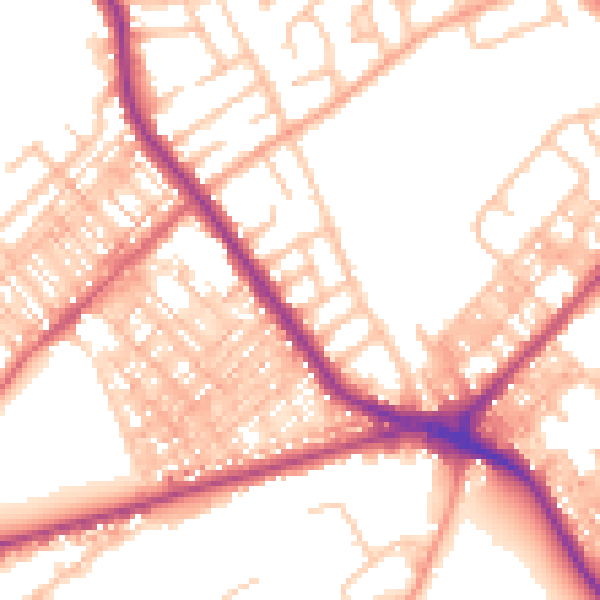 Daytime road noise heatmap for ST6 7DE