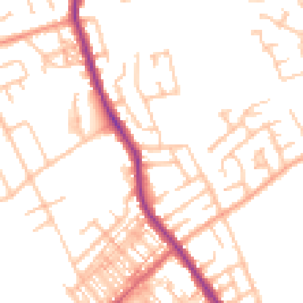 Daytime road noise heatmap for ST6 7DZ