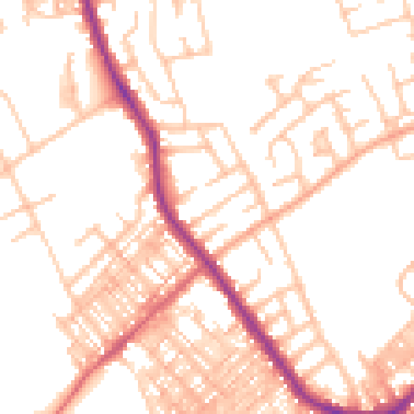 Daytime road noise heatmap for ST6 7EB