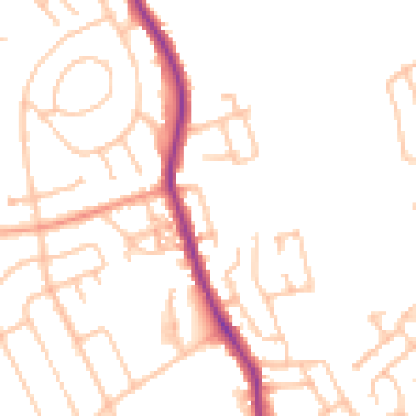 Daytime road noise heatmap for ST6 7JJ