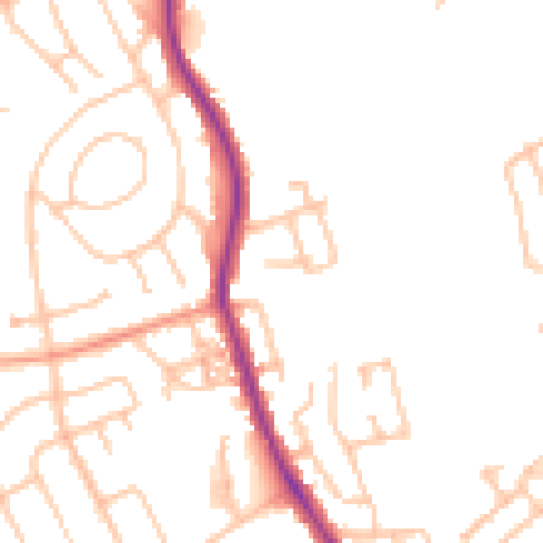 Daytime road noise heatmap for ST6 7JS