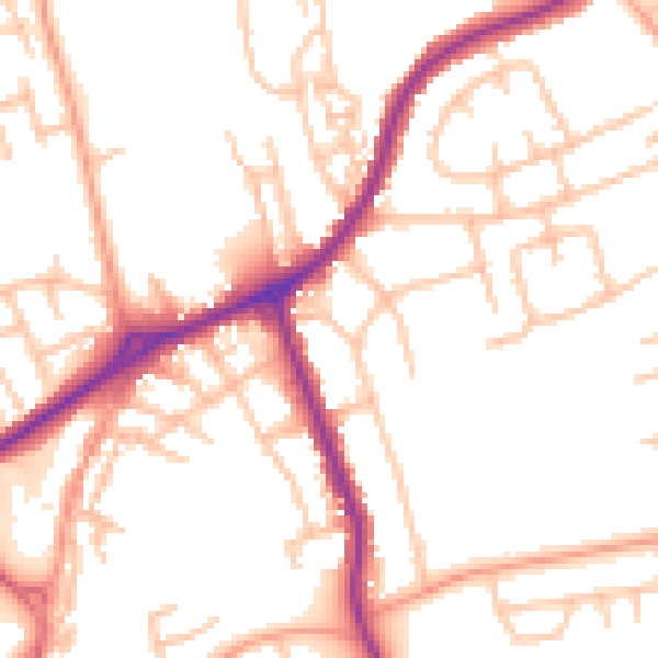 Daytime road noise heatmap for ST6 7LB
