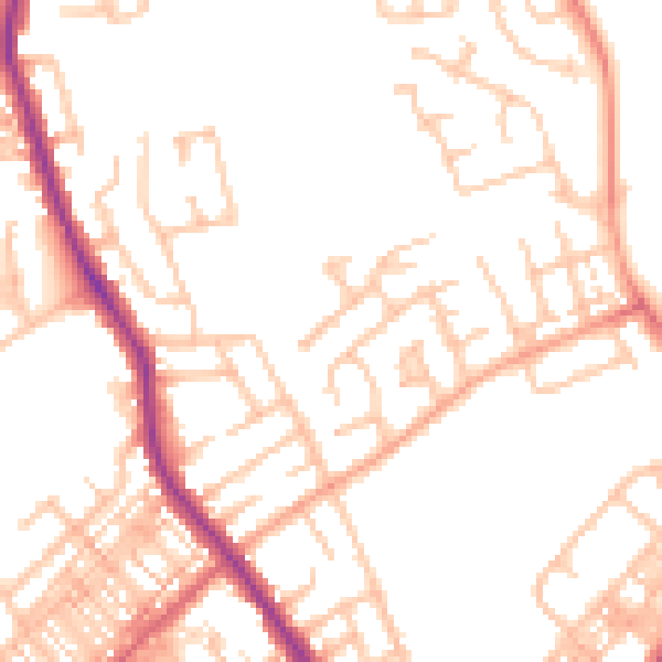 Daytime road noise heatmap for ST6 7PW
