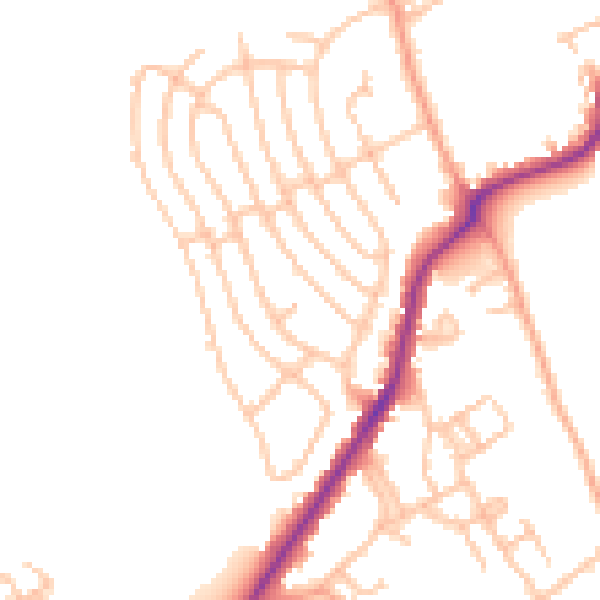 Daytime road noise heatmap for ST6 8EN