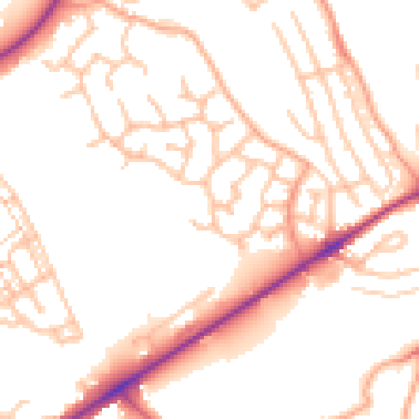 Daytime road noise heatmap for ST6 8GJ