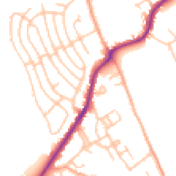 Daytime road noise heatmap for ST6 8LX