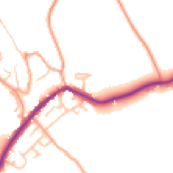 Daytime road noise heatmap for ST6 8QQ