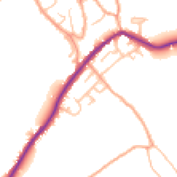 Daytime road noise heatmap for ST6 8SQ