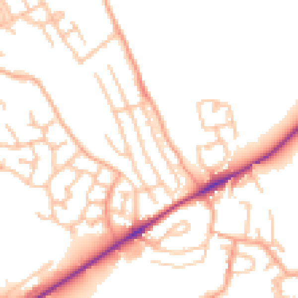 Daytime road noise heatmap for ST6 8XQ