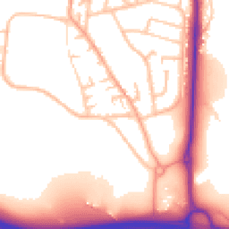 Daytime road noise heatmap for ST7 1QW