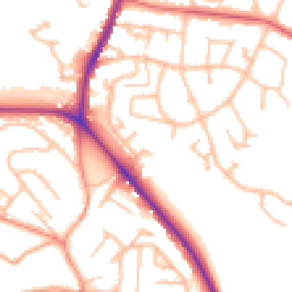 Daytime road noise heatmap for ST7 1RQ