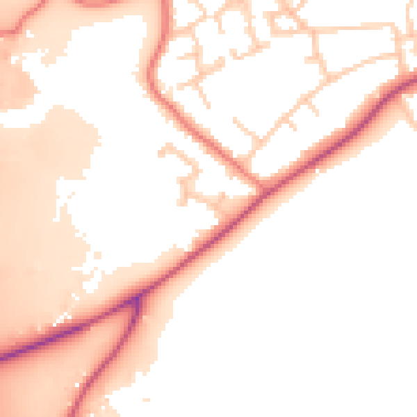 Daytime road noise heatmap for ST7 2GZ
