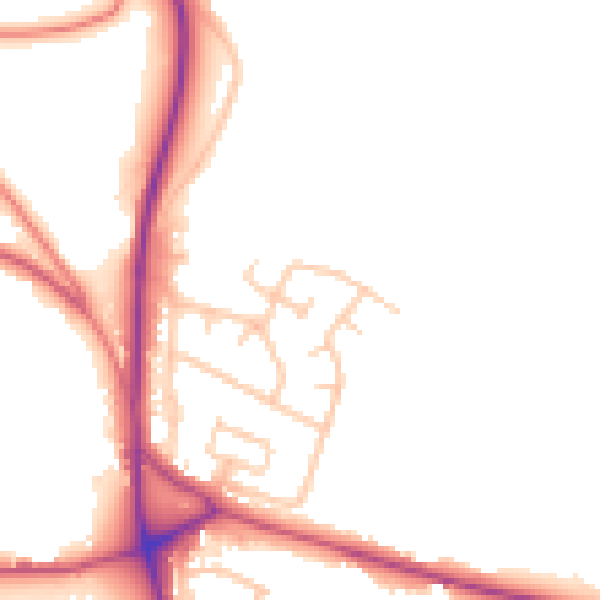 Daytime road noise heatmap for ST7 3EN