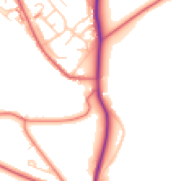 Daytime road noise heatmap for ST7 3QU