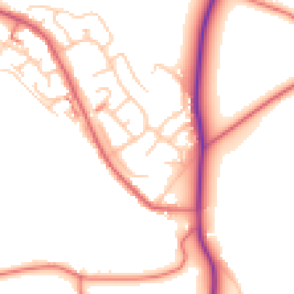 Daytime road noise heatmap for ST7 3SQ