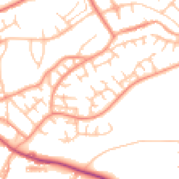 Daytime road noise heatmap for ST7 4XZ