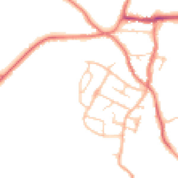 Daytime road noise heatmap for ST7 8EQ
