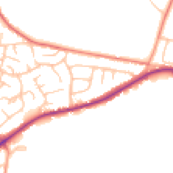 Daytime road noise heatmap for ST9 0DZ
