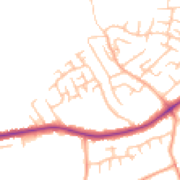 Daytime road noise heatmap for ST9 0JJ