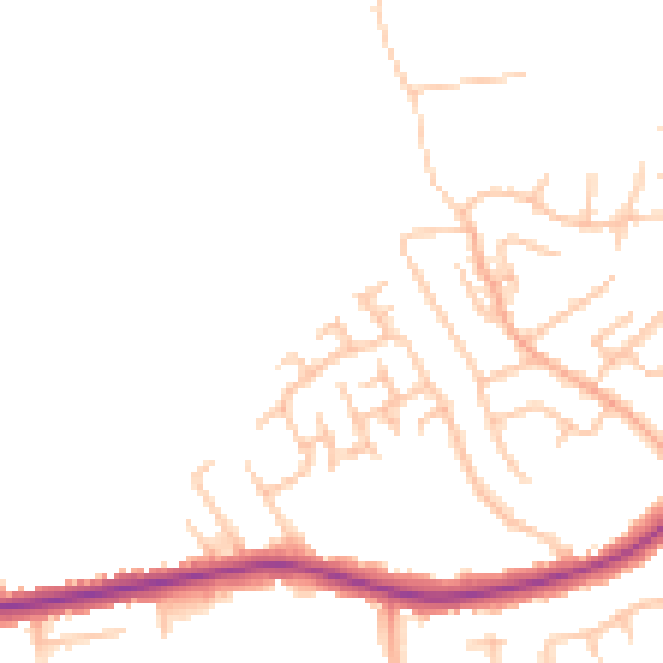 Daytime road noise heatmap for ST9 0PW
