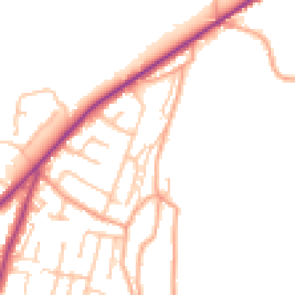 Daytime road noise heatmap for ST9 9NG