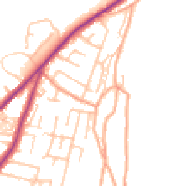 Daytime road noise heatmap for ST9 9NZ