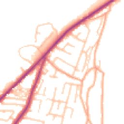 Daytime road noise heatmap for ST9 9PE
