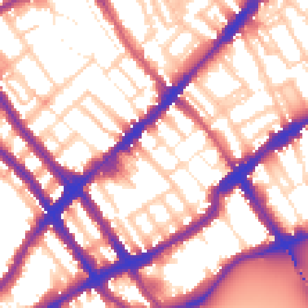 Daytime road noise heatmap for SW10 0AL