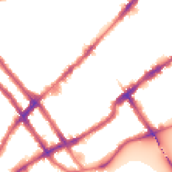 Night-time road noise heatmap for SW10 0AP